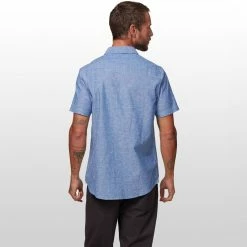 Stoic Crosshatch Linen Short Sleeve Button Down Shirt Men's -Stoic Online Store NAV D3
