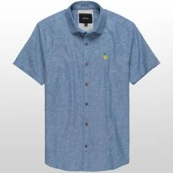 Stoic Crosshatch Linen Short Sleeve Button Down Shirt Men's -Stoic Online Store NAV D4 1