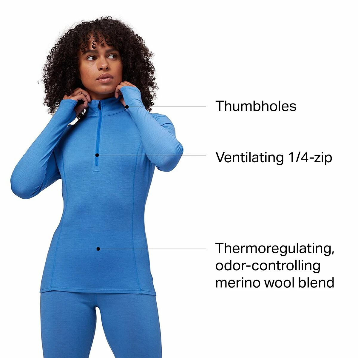 Stoic Merino Blend 1/4 Zip Baselayer Top Women's 2 Stoic Merino Blend 1/4 Zip Baselayer Top Women's - Image 2