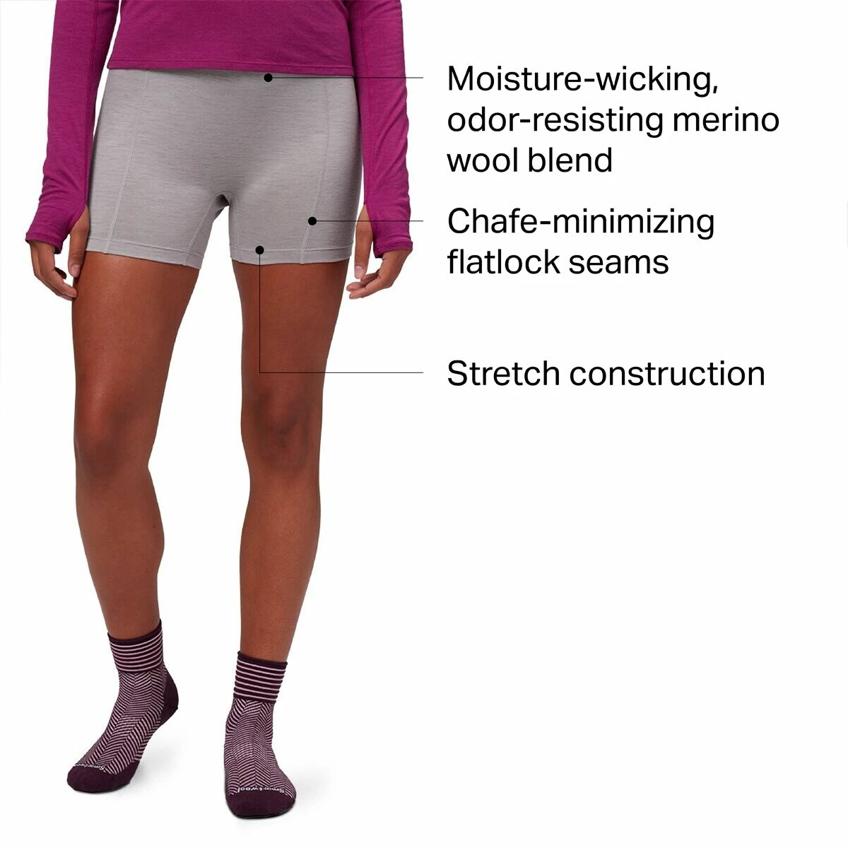 Stoic Merino Performance Boy Boxer Women's 2 Stoic Merino Performance Boy Boxer Women's - Image 2