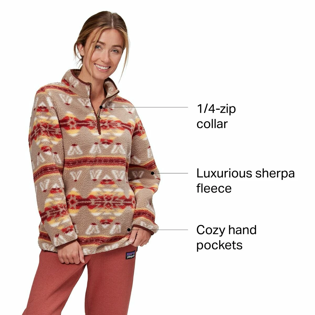 Stoic Pattern Sherpa 1/4 Zip Pullover Women's 2 Stoic Pattern Sherpa 1/4 Zip Pullover Women's - Image 2
