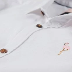 Stoic Crosshatch Linen Short Sleeve Button Down Shirt Men's -Stoic Online Store WHI D1