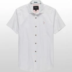 Stoic Crosshatch Linen Short Sleeve Button Down Shirt Men's -Stoic Online Store WHI D4